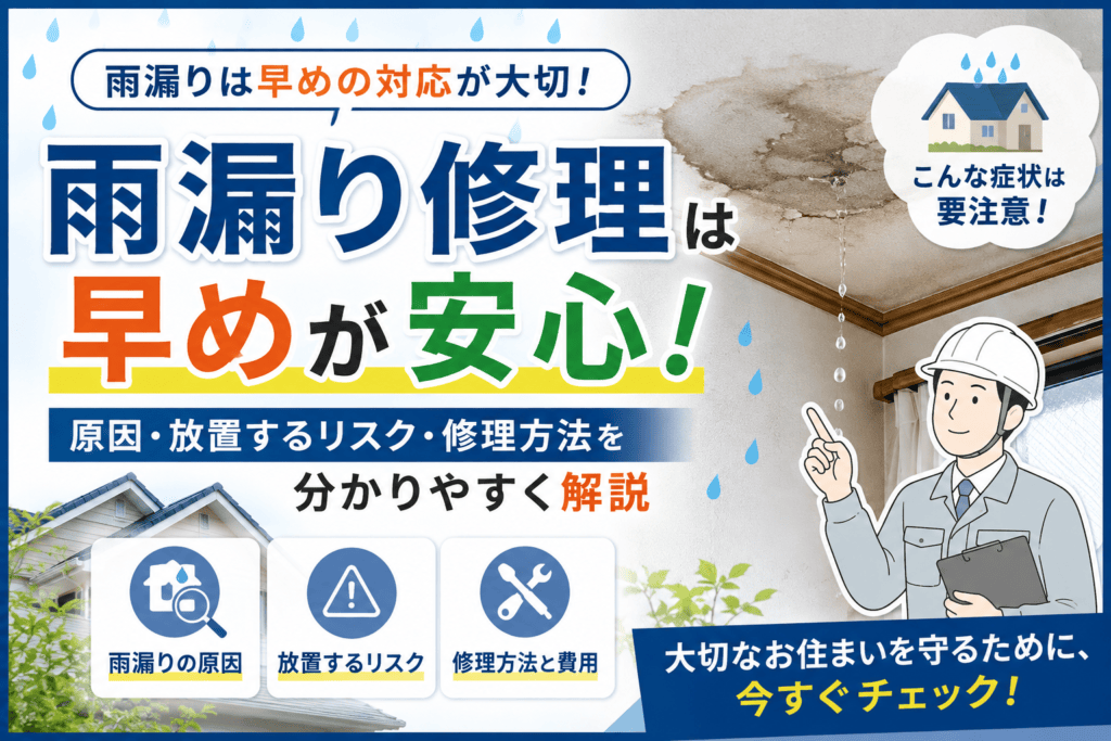 小山市｜雨漏り修理は早めが安心！原因・放置するリスク・修理方法を分かりやすく解説