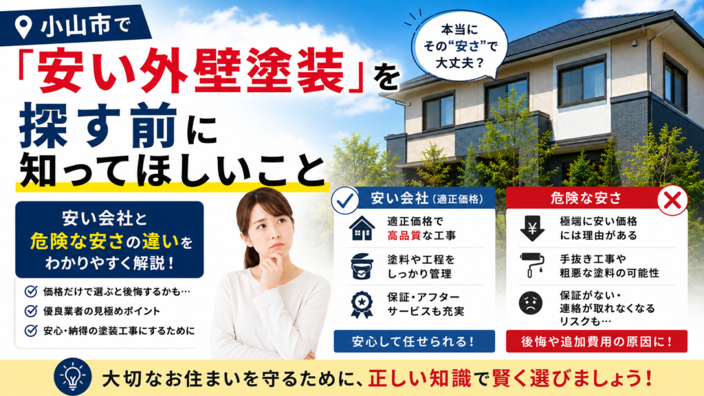 小山市で「安い外壁塗装」を探す前に知ってほしいこと｜安い会社と危険な安さの違い