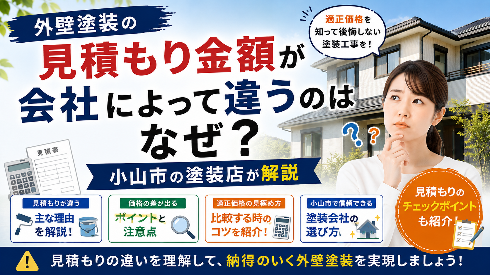 外壁塗装の見積もり金額が会社によって違うのはなぜ？小山市の塗装店が解説